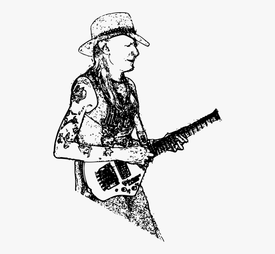 Line Art Johnny Winter, Transparent Clipart