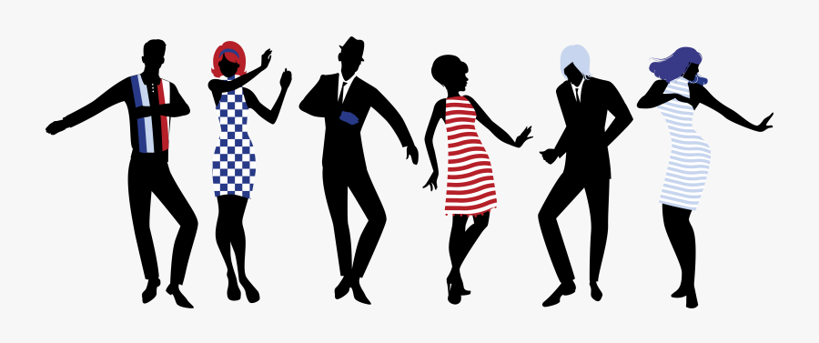60's Dancing People Silhouette, Transparent Clipart