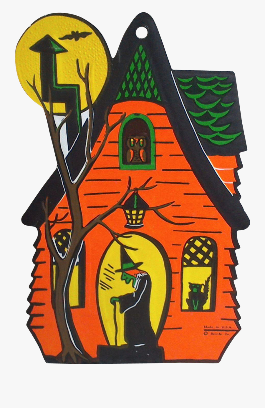 Vintage Halloween Haunted House, Transparent Clipart