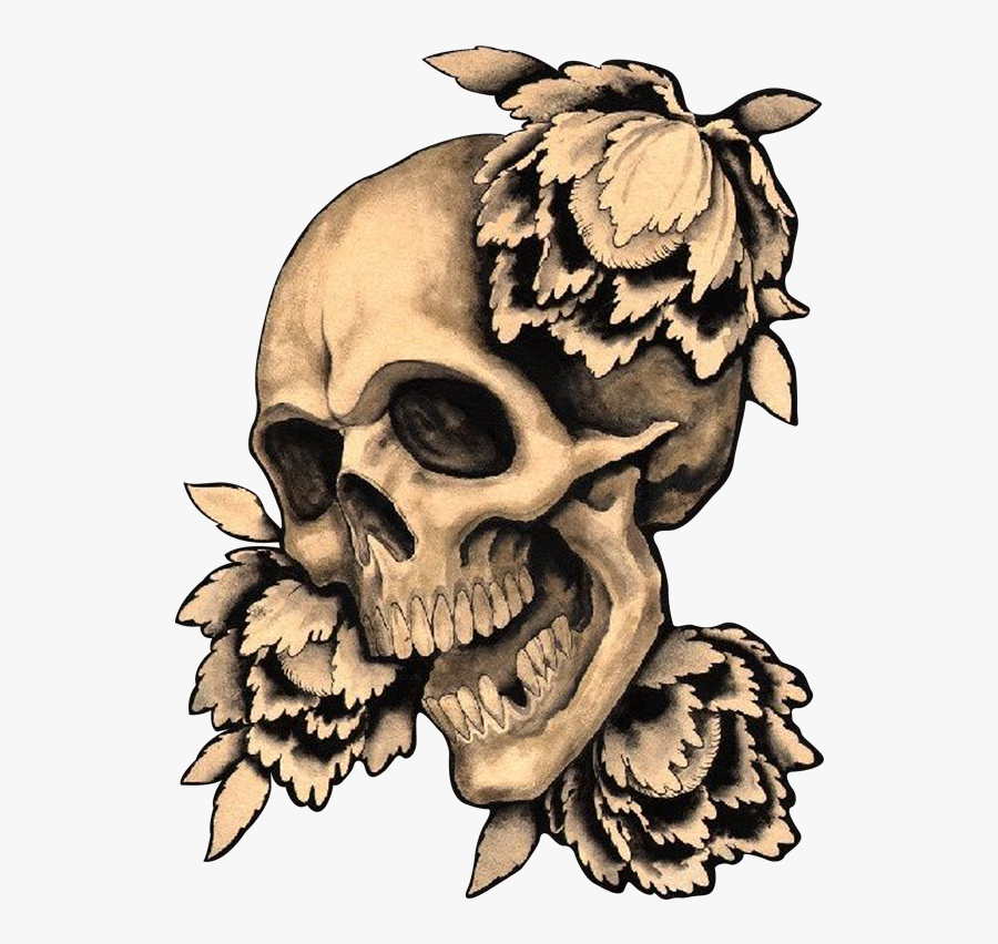 Clip Art Flower Flowers Transprent Png - Men Skull Flower Tattoo, Transparent Clipart