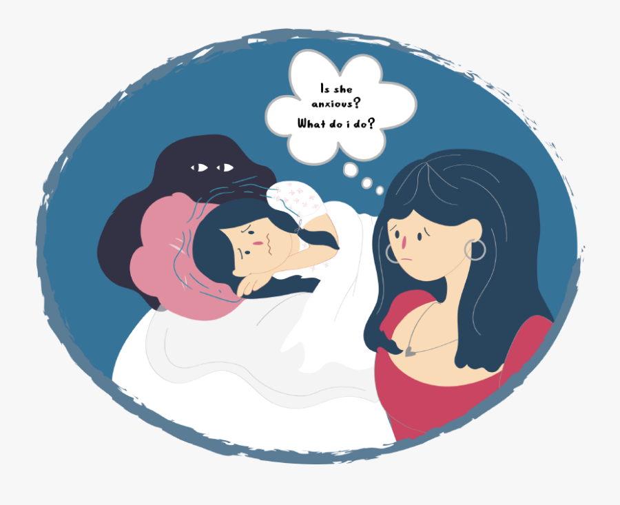 Girl Lying Down With Shadow Of Anxiety Behind Her And - Kids Helpline, Transparent Clipart