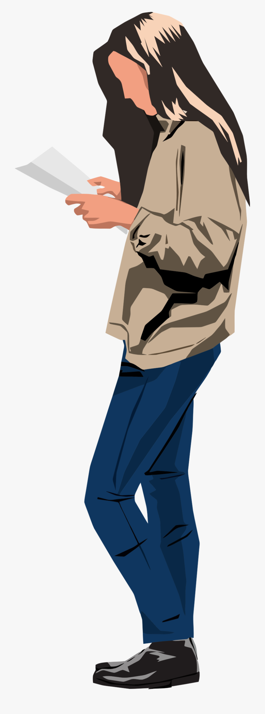 Woman Reading Png - Standing Up Reading, Transparent Clipart