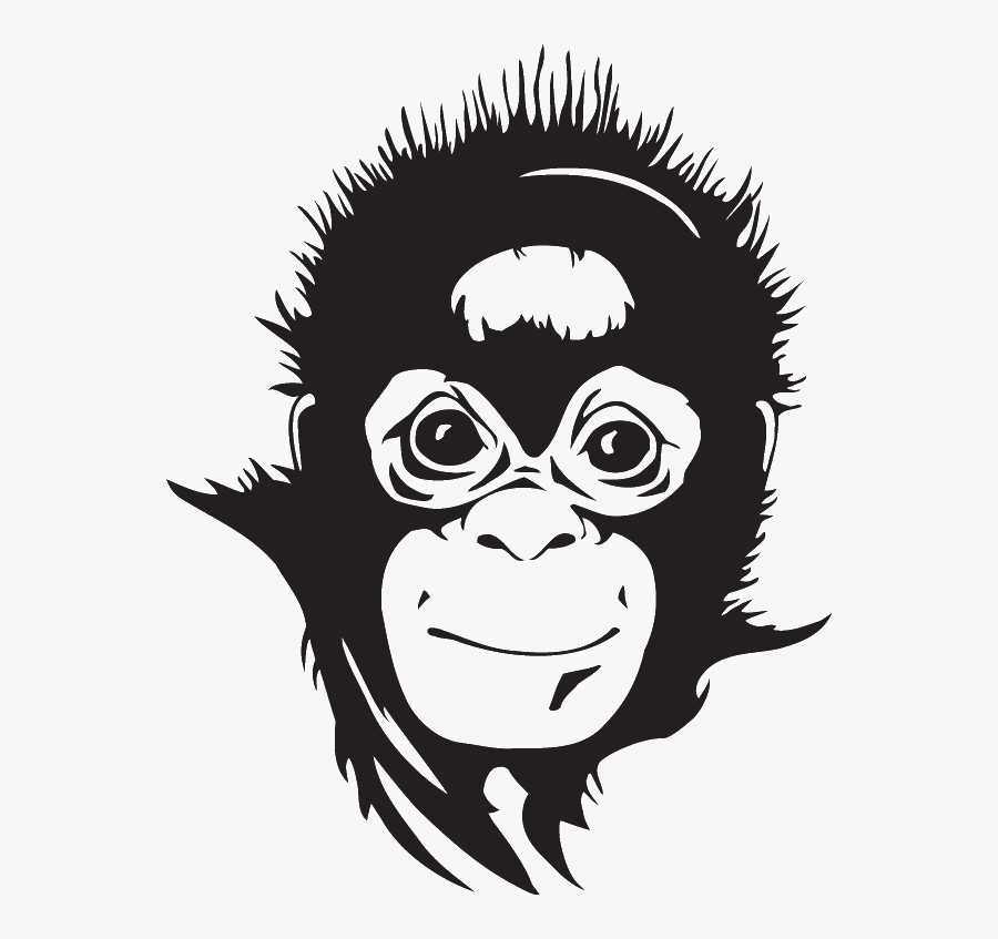Orangutan Face Black And White - Orangutan Black And White Clipart, Transparent Clipart