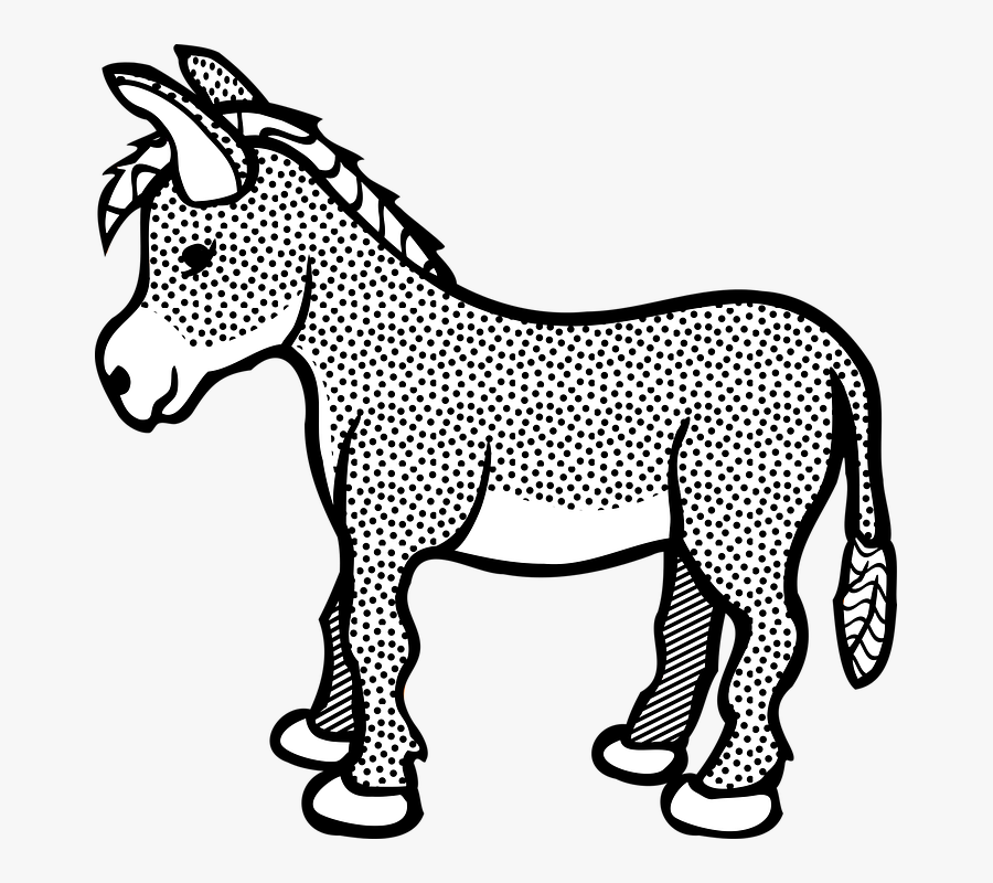 Donkey, Animals, Cute, Farm - Black And White Donkey Clip Art, Transparent Clipart