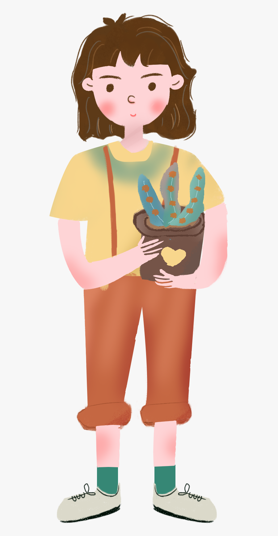 Children Plants Flowers Girls Png And Psd - Illustration Girl Png, Transparent Clipart