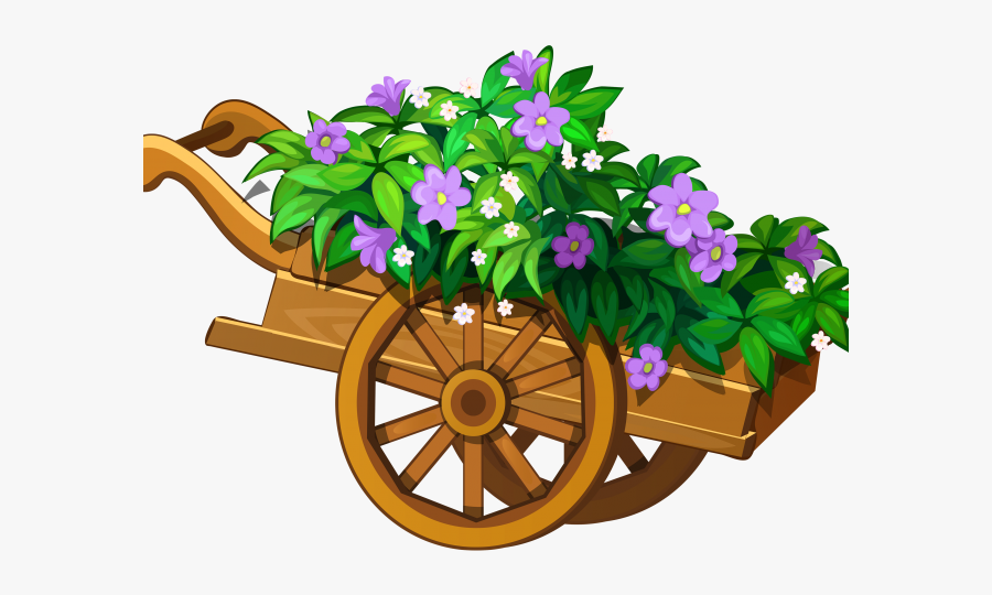 Free Gardening Clipart - Cart Of Flowers Clipart, Transparent Clipart