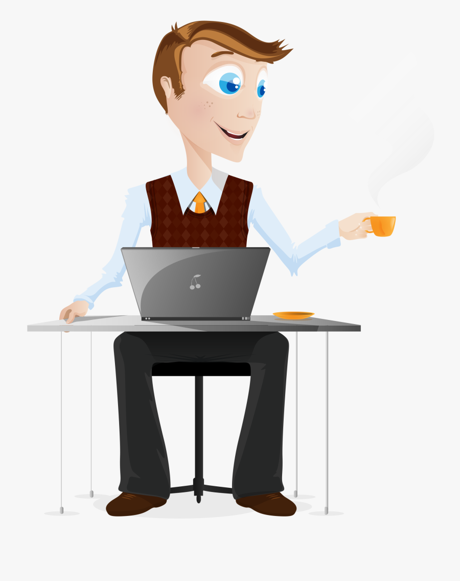 New Attractive Video For Promote Your Services - Man Laptop Cartoon Png, Transparent Clipart