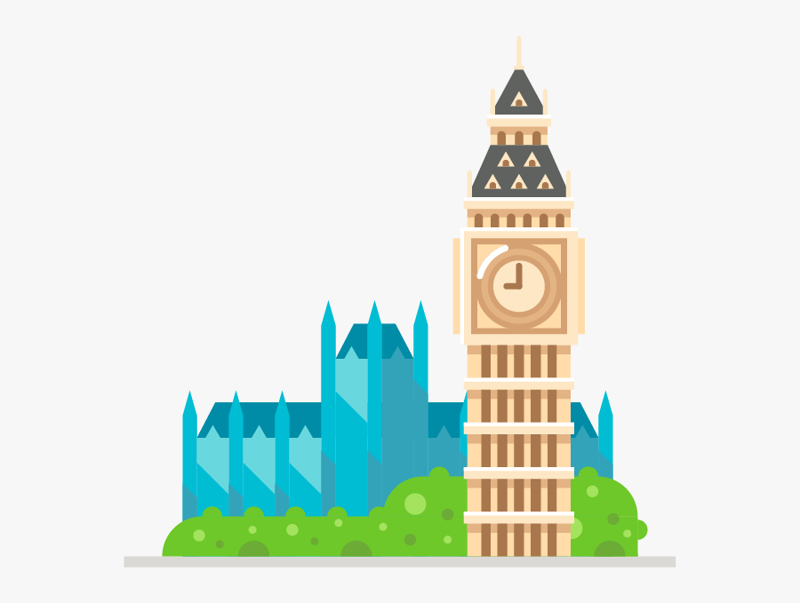 Big Ben Flat Vector, Transparent Clipart
