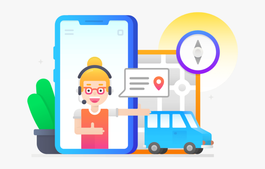 Illustration Of A Navigator And Map, Via Ouch, Transparent Clipart