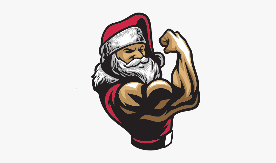 Printed Vinyl Body Builder - Muscular Santa, Transparent Clipart