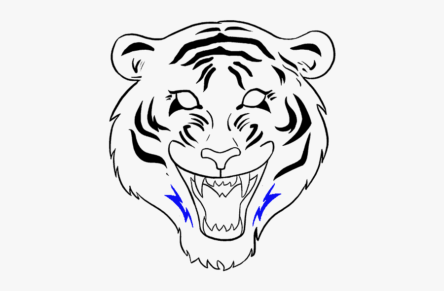 How To Draw Tiger Face - Tiger Face Drawing Easy, Transparent Clipart