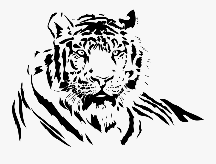 This Shirt Features A Tiger Line Design And Is Printed - Tiger Painting Black And White, Transparent Clipart
