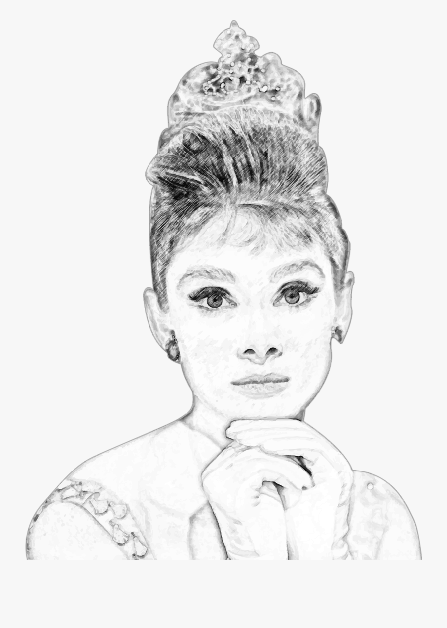 Audrey Hepburn Pencil Sketch Portrait Clip Arts - Self Portrait Pencil Sketch For Kids, Transparent Clipart