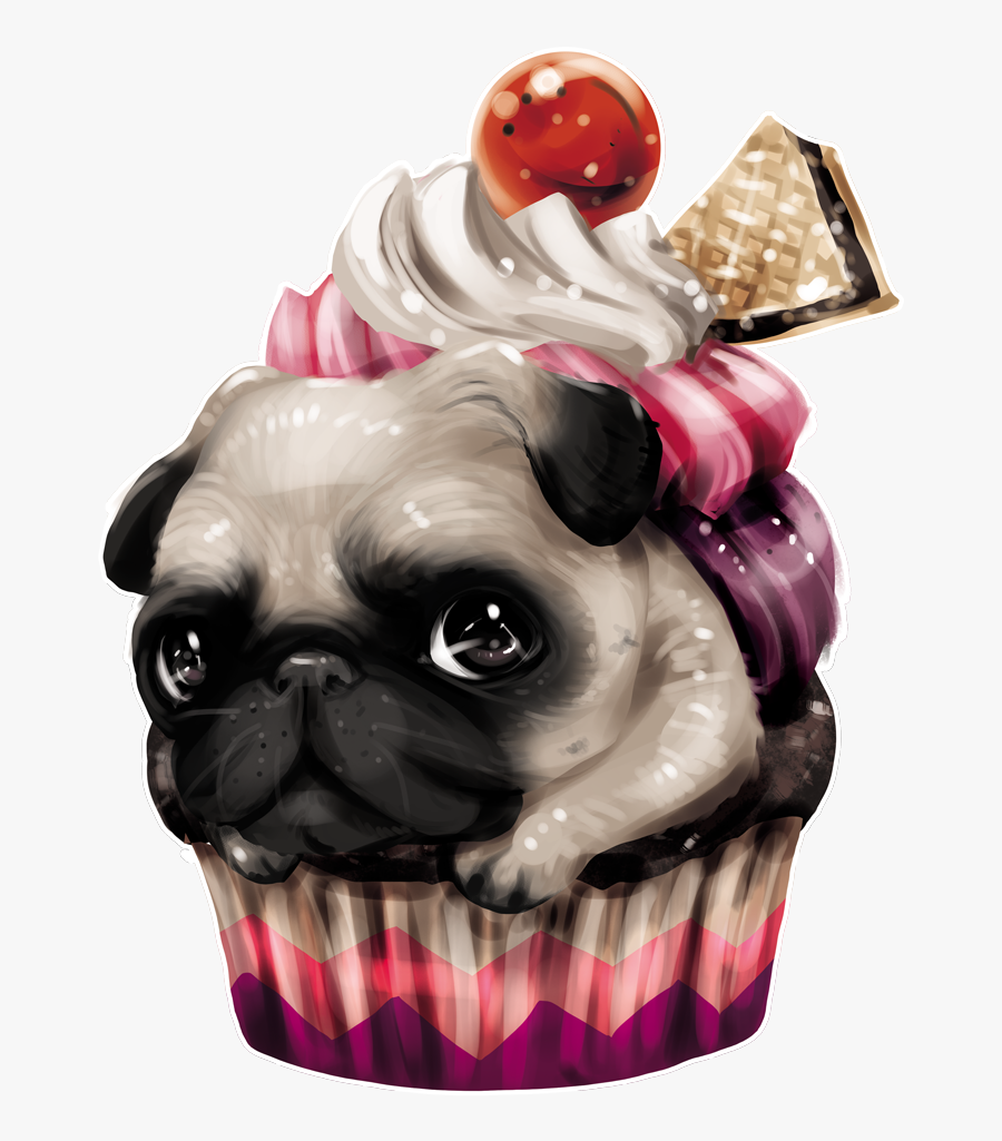 Clip Art Cute Pugs Art Pinterest - Cupcake Y Pug Dibujo, Transparent Clipart