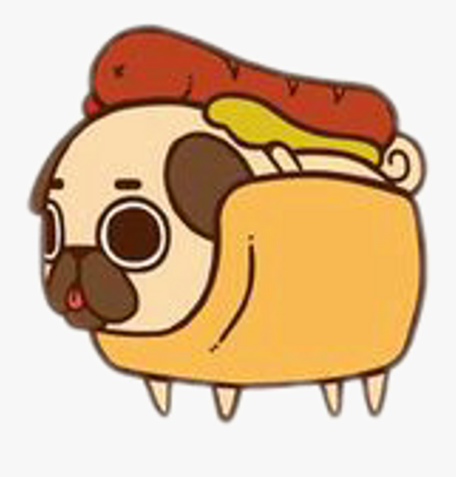 Freetoedit Pug Cute Food Hotdog Sausage Fastfood - Puglie Pug, Transparent Clipart