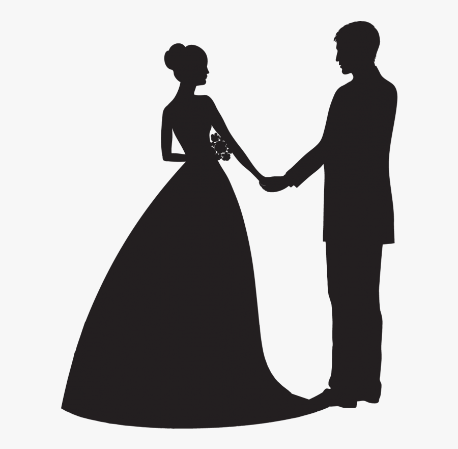 Sticker Couple Mari U00e9s Color Stickers Black Bride - Silhouette Bride And Groom Clipart, Transparent Clipart