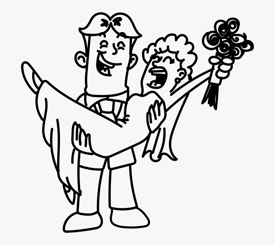 Transparent Wedding Couple Cartoon Png - Couple Cartoon Pic Black And White, Transparent Clipart
