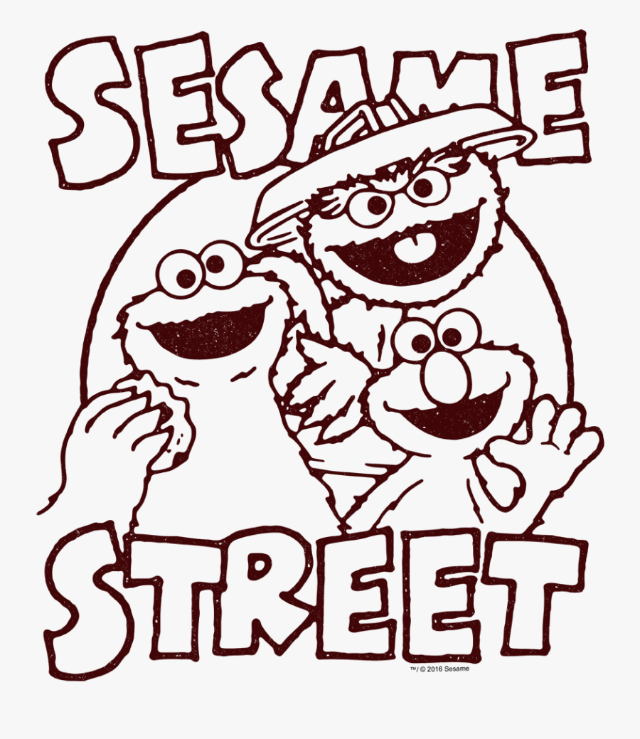 Sesame Street Group Crunch Men"s Long Sleeve T Shirt, Transparent Clipart