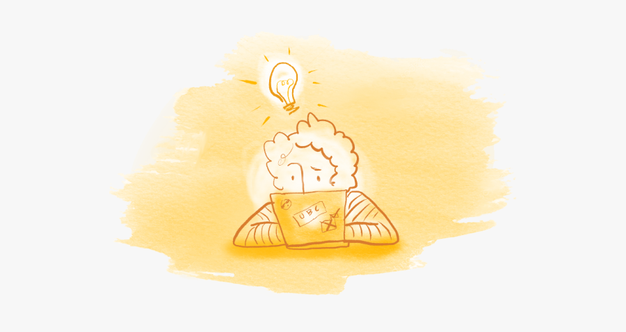 Illustration Of Person At A Laptop With A Lightbulb - Illustration, Transparent Clipart