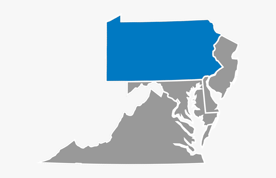 Pa, Va, De, Nj Map - Map Of Virginia Png, Transparent Clipart