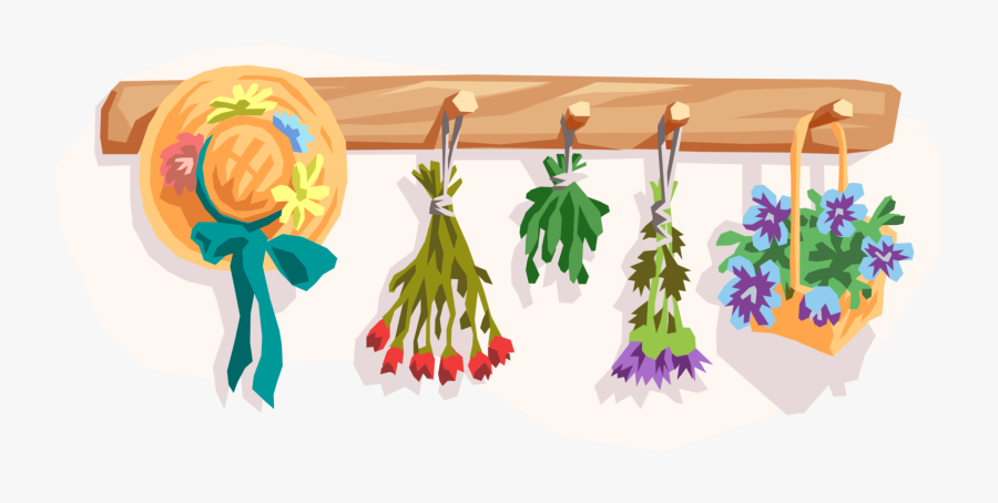 Vector Illustration Of Coat Hanger With Dried Flowers, Transparent Clipart
