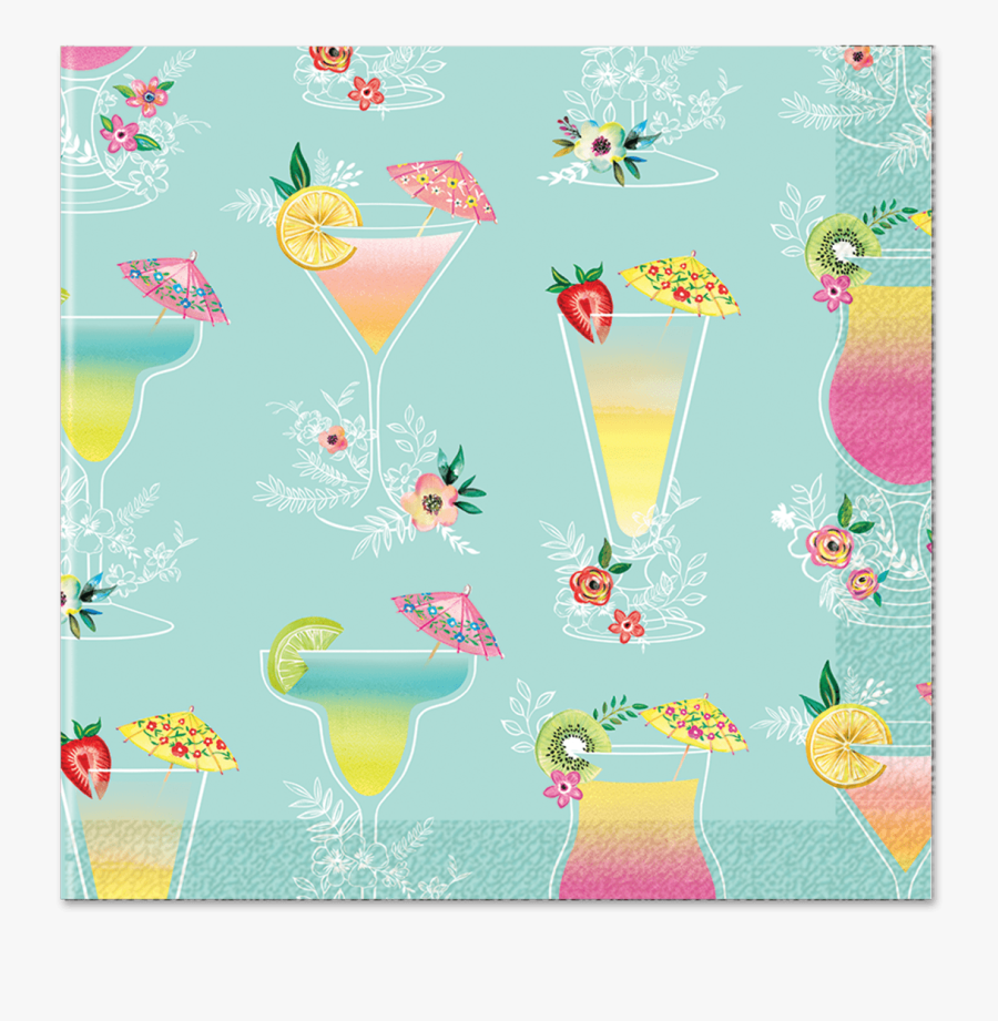 Napkin Clipart Folded Napkin - Tropical Drink Pattern, Transparent Clipart