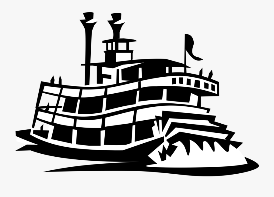 Vector Illustration Of Mississippi Paddleboat Or Paddle - Steamboat Clipart, Transparent Clipart