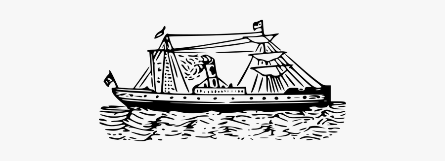 Steamboat On The River - Steamship Clipart, Transparent Clipart