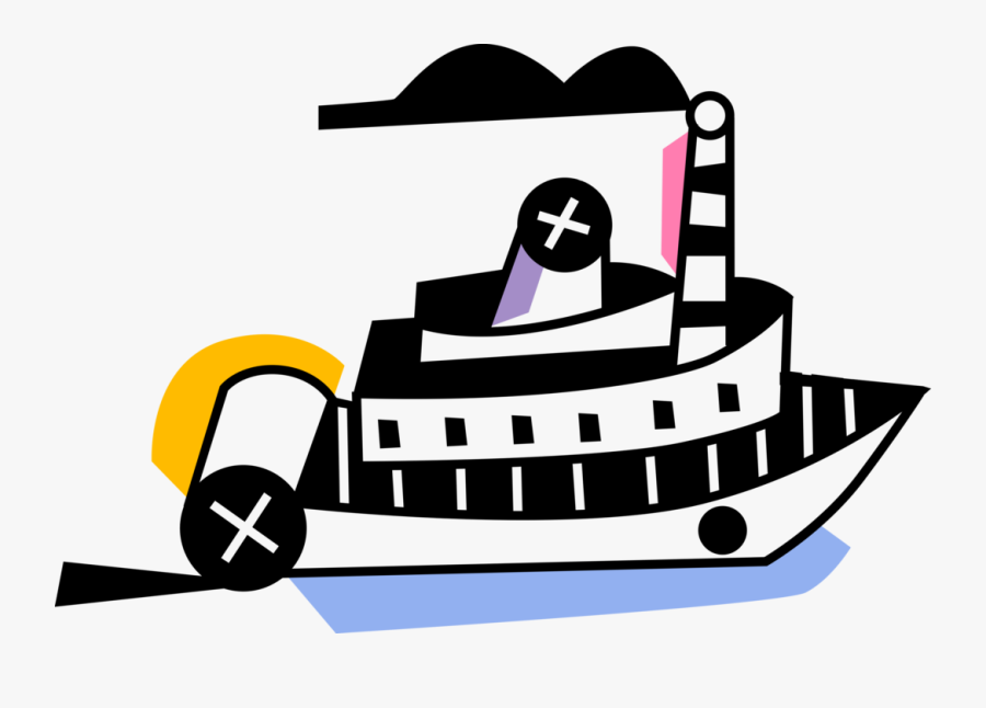 Vector Illustration Of Mississippi Paddleboat Or Paddle, Transparent Clipart