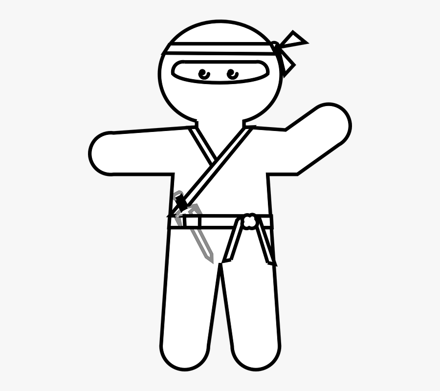 Ninja, Japanese, Cartoon, Character, Weapon, Warrior - Ninja Clip Art Outline, Transparent Clipart