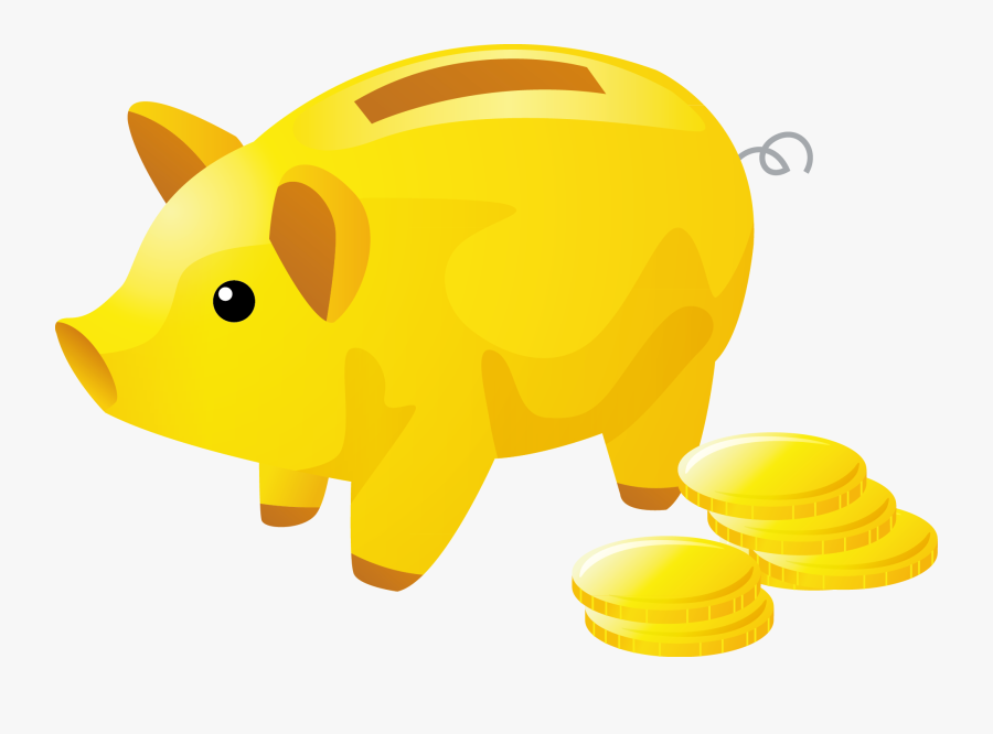 Piggy Bank Png - Free Clip Art Yellow Pigs, Transparent Clipart