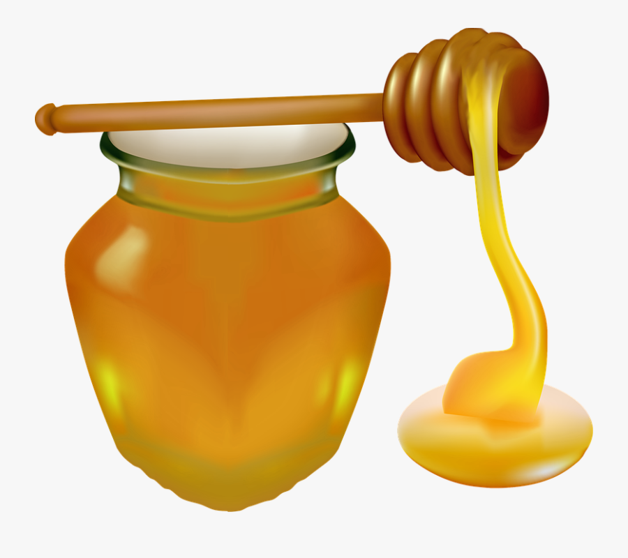 Honey, Jar, Honey Spoon, Food, Detox, Sweet, Glass - Tarro De Miel Png, Transparent Clipart