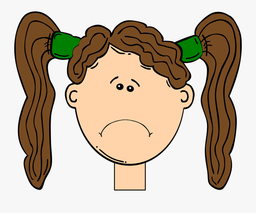 Transparent Happy And Sad Clipart - Sad Face Girl Clipart, Transparent Clipart