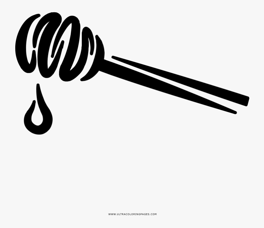 Honey Wand Coloring Page - Honey Stick Black And White, Transparent Clipart