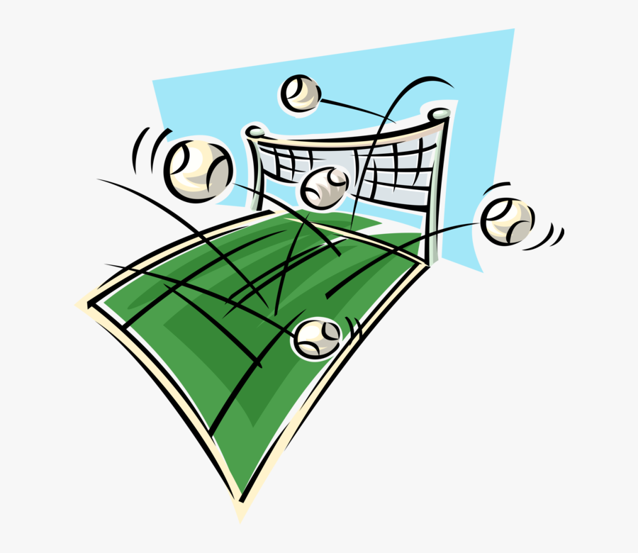 Vector Illustration Of Chaotic Tennis Balls Fired Over, Transparent Clipart
