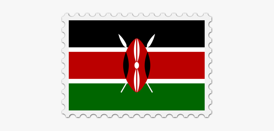 Kenya Flag Stamp - Black Red Green Flag With White Symbol, Transparent Clipart