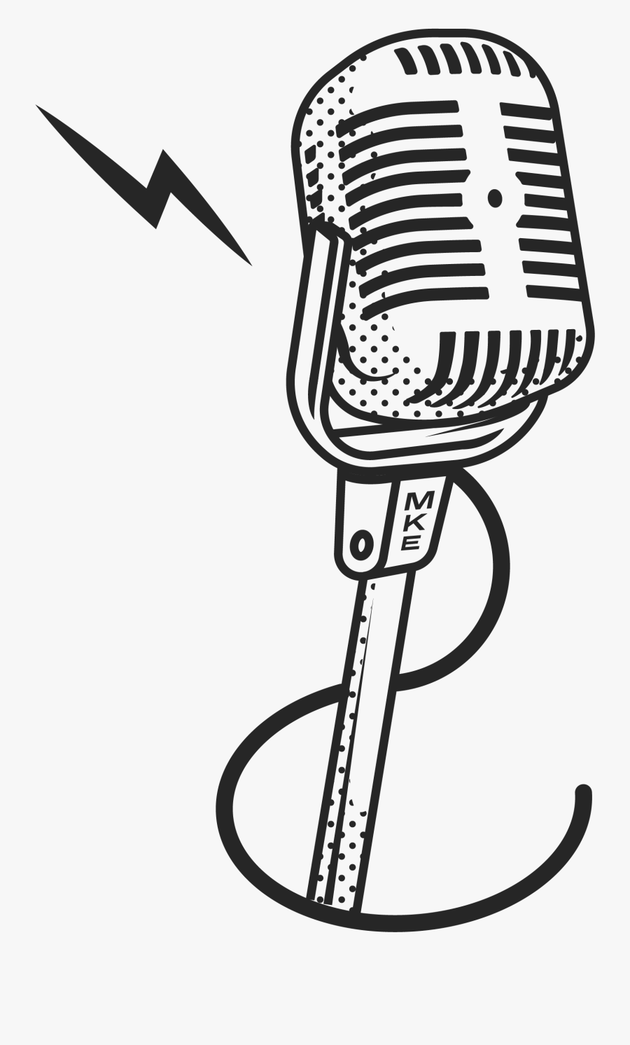 Black And White Microphone Png Drawing , Free Transparent