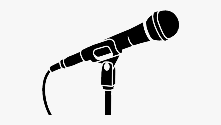 Black And White Line Drawing Microphone, Transparent Clipart