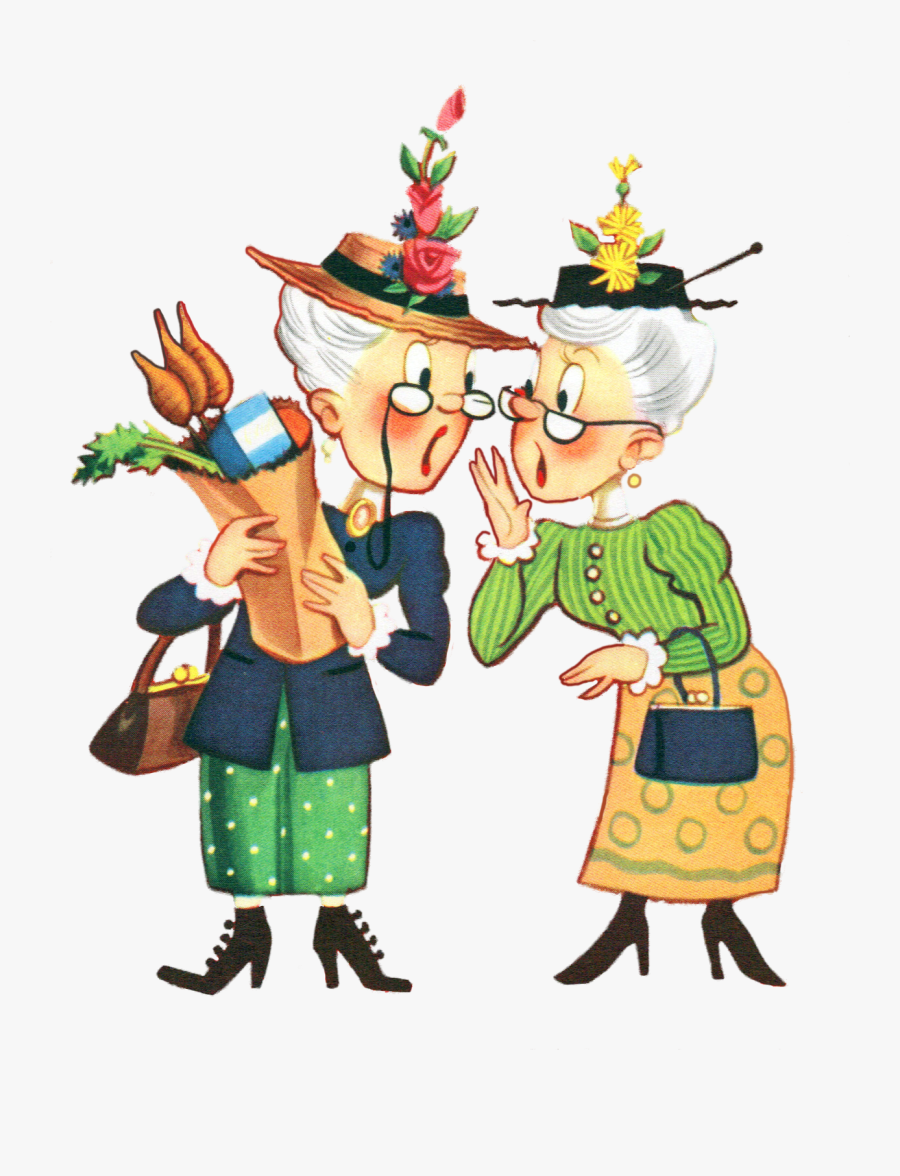 Old Ladies Gossiping Cartoon, Transparent Clipart