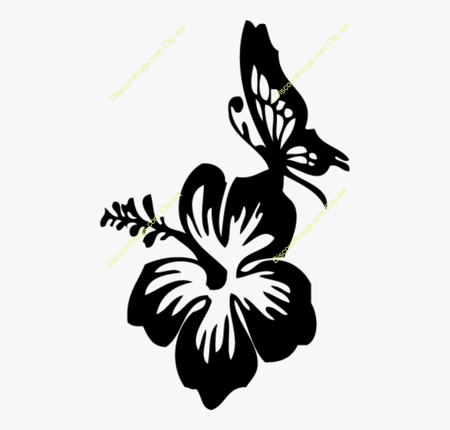 Butterfly Hibiscus Decal Clipart Car Window Decal - Flower And Butterfly Decals Car, Transparent Clipart