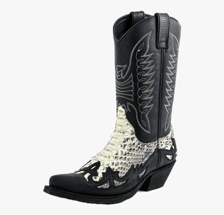 Snakeskin Black Leather Cowboy Boot - Black Snake Skin Cowboy Boots, Transparent Clipart
