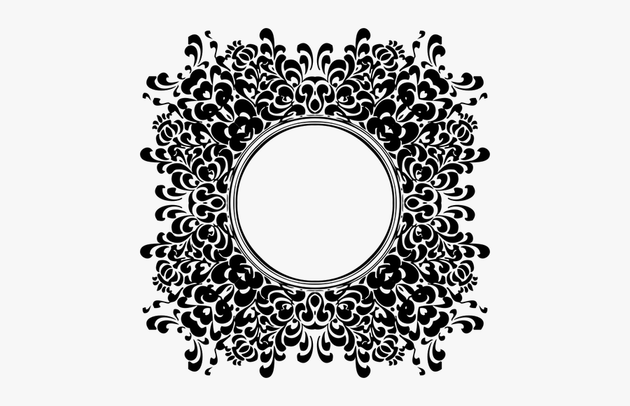 Vintage Black And White Frame With Flower Design Vector - Vintage Clipart Flowers Black And White, Transparent Clipart