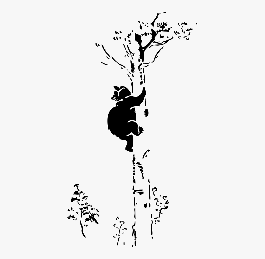 Bear Up A Tree - Bear In Tree Silhouette, Transparent Clipart