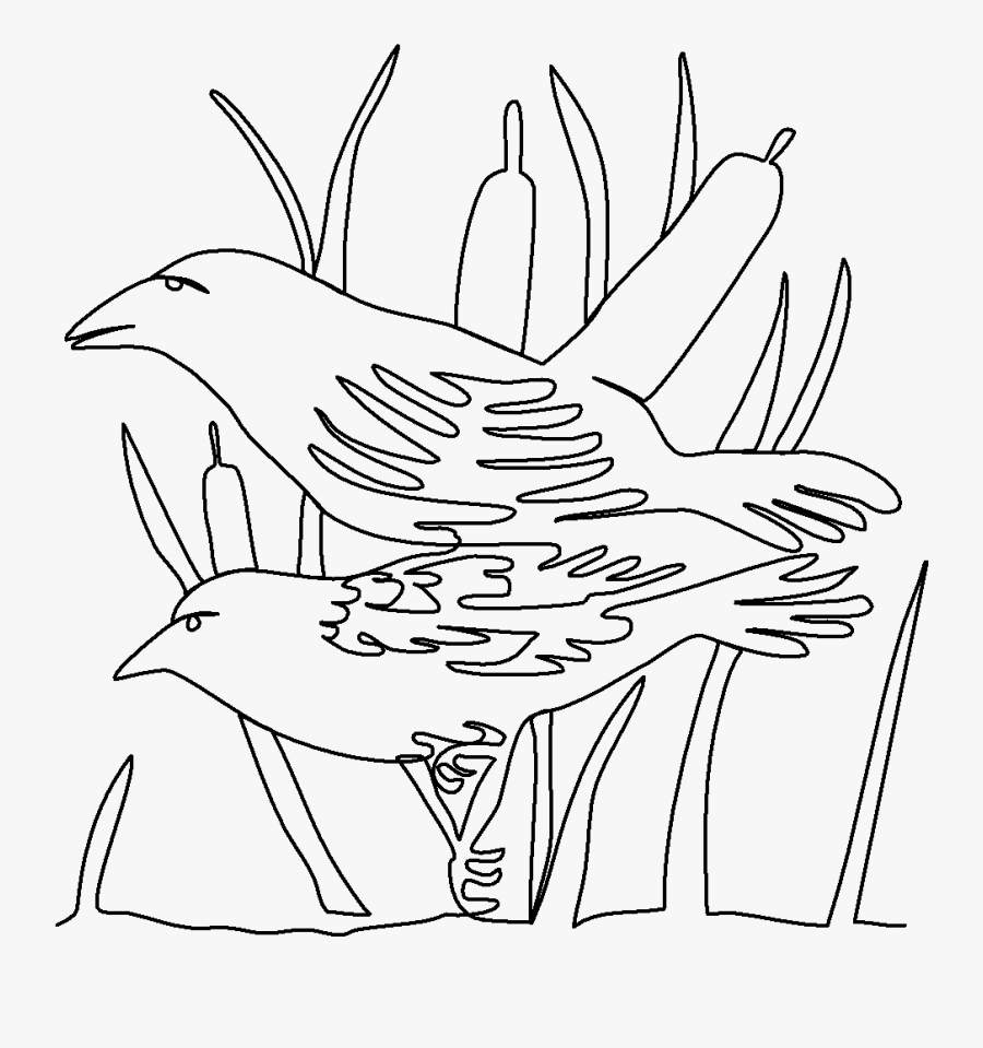 Bird Pair In Cattails Quilting Design By Laura Lee - Line Art, Transparent Clipart