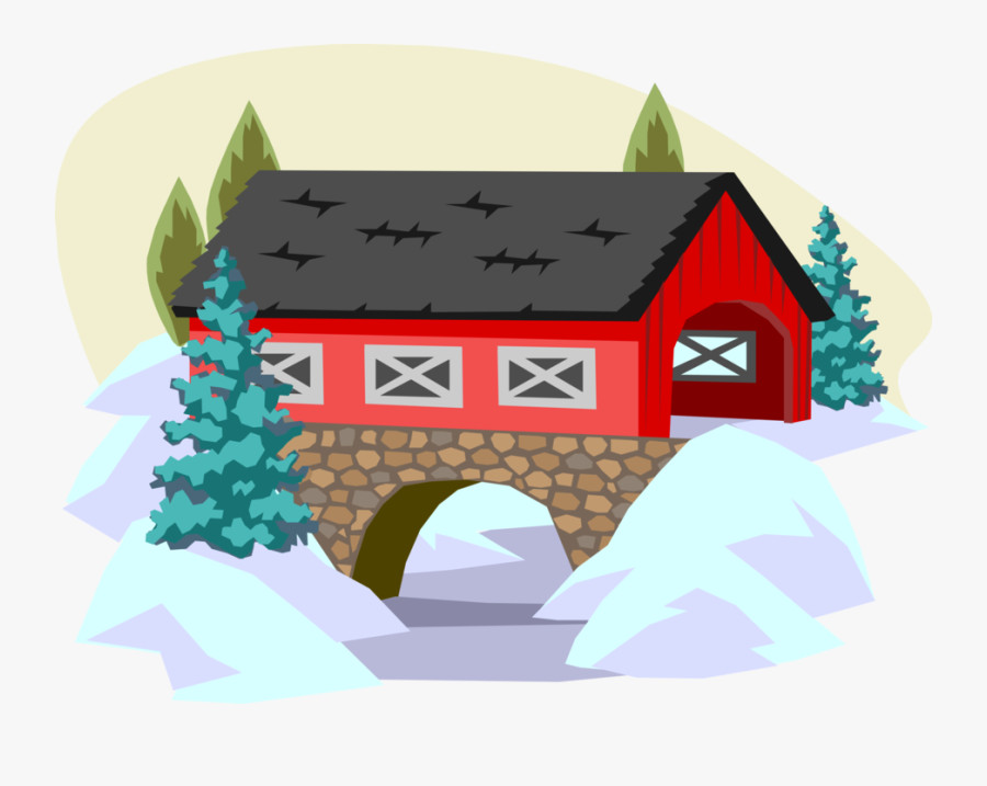 Clip Art Winter Scene With Image - House, Transparent Clipart