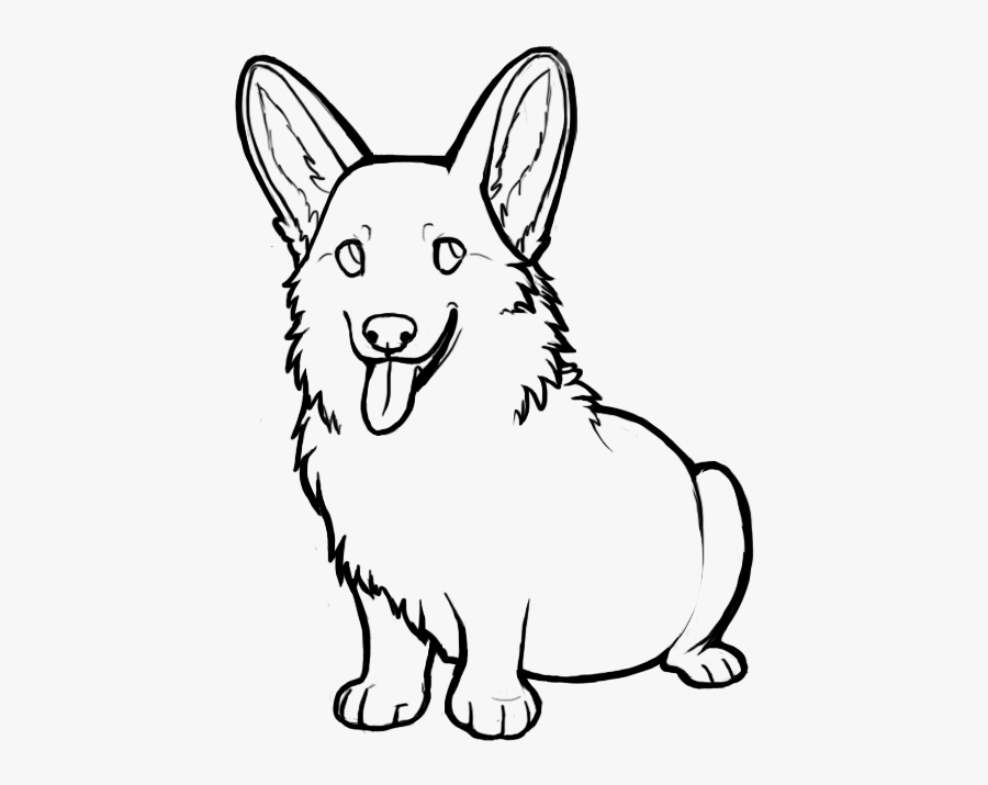 Corgi Lineart Black And White - Corgi Clipart Black And White, Transparent Clipart