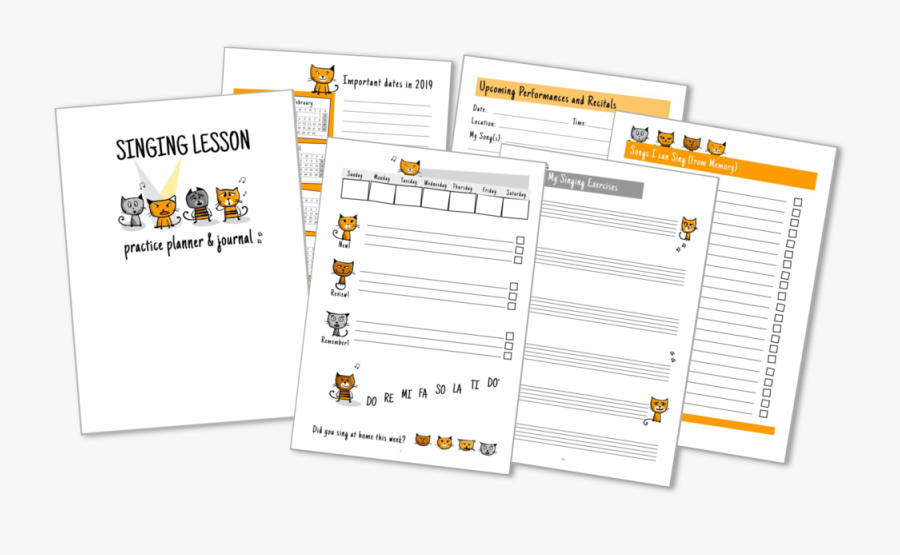 Transparent Cute Kitty Png - Singing Practice Journal, Transparent Clipart