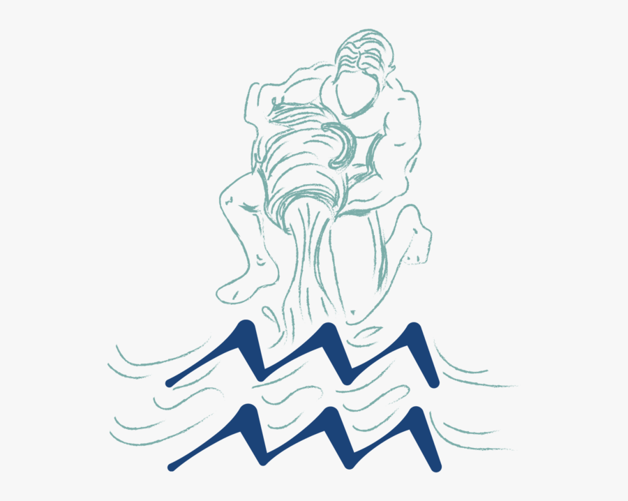 Transparent Astrology Png - Aquarius Drawing, Transparent Clipart