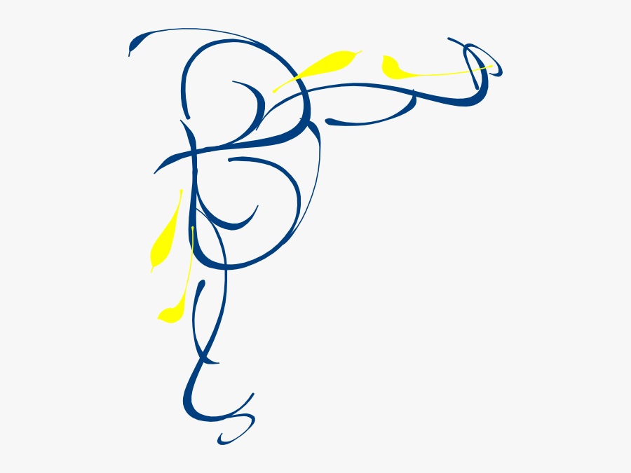 Floral Swirl Upper Left Blue And Yellow Clip Art - Navy Blue Swirl Clip Art, Transparent Clipart