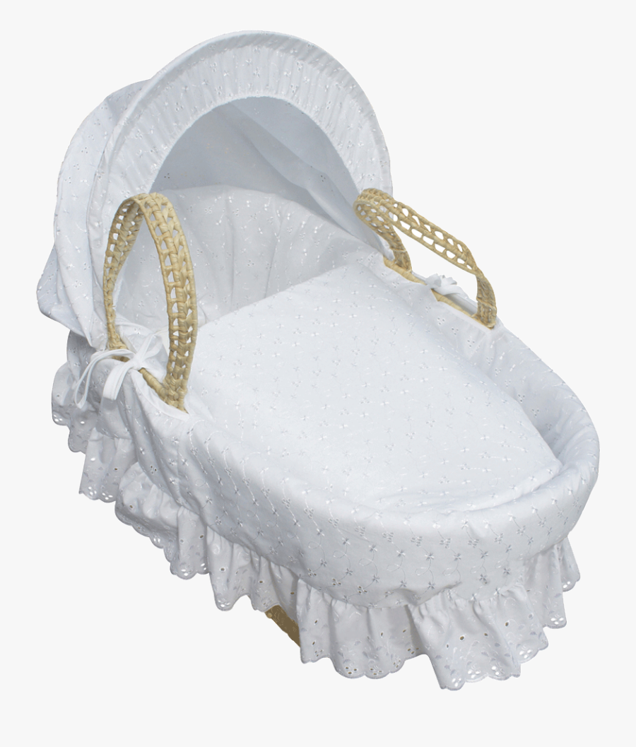 White Broderie Anglaise Moses Basket, Transparent Clipart